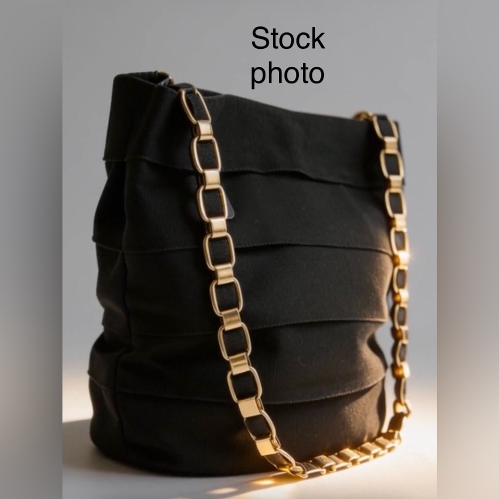Salvatore Ferragamo Canvas Black Chain Strap Bag - Picture 1 of 17